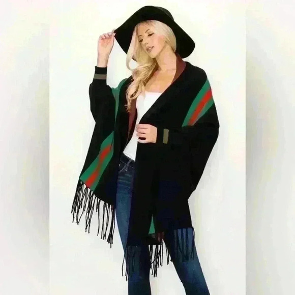 Fashion sweater poncho preppy - Picture 2 of 7